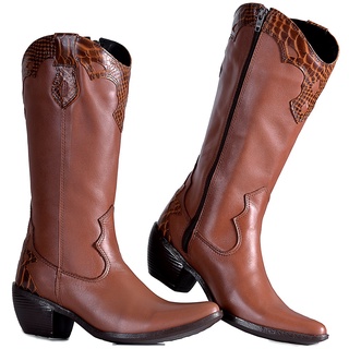 bota feminina texana montaria couro legitimo