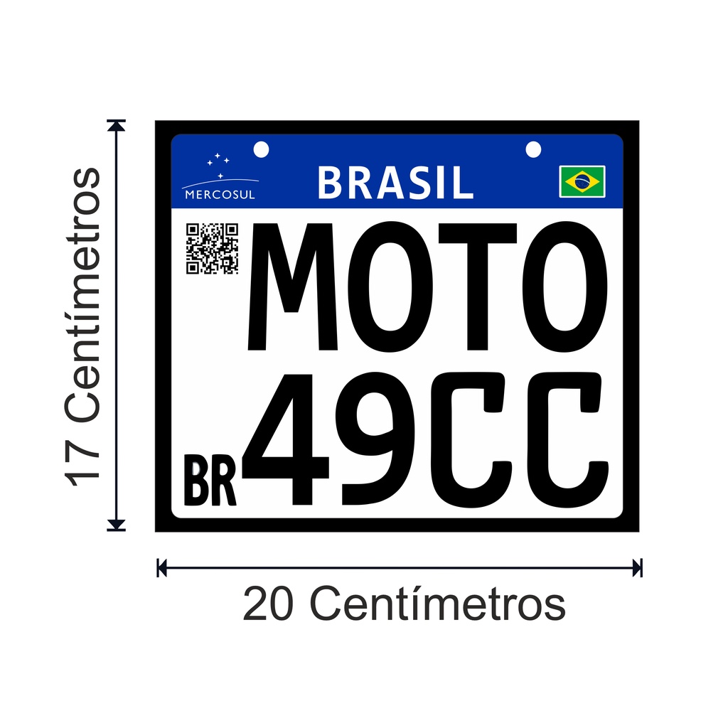Placa de PVC Decorativa Mercosul para Moto 13x17cm e 17x20cm (49cc ...