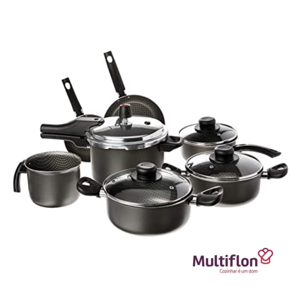 Kit Jogo Conjunto de Panelas 7 Peças Gourmet em Aluminio Multiflon em Oferta na Shopee
