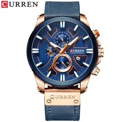 CURREN Relógio De Pulso Masculino Multifuncional Com Pulseira De Couro Original CR46LX