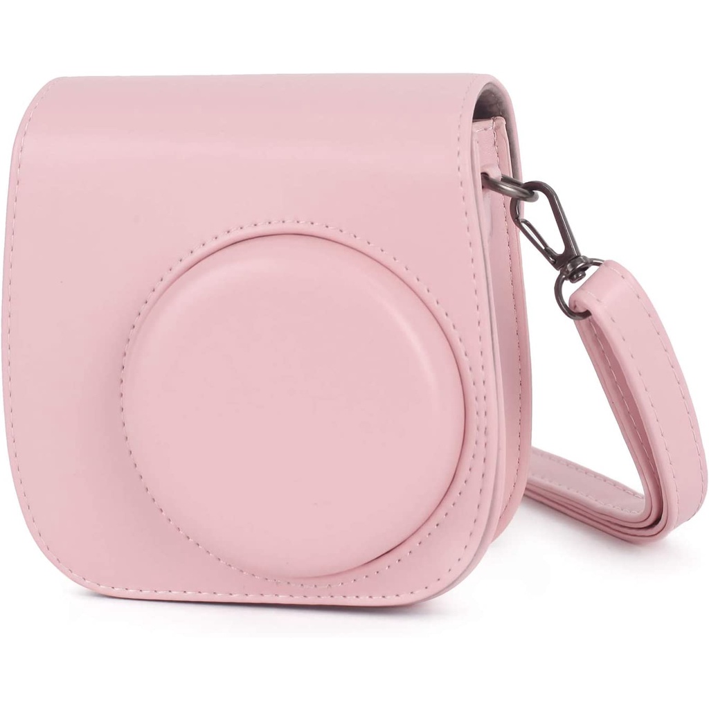 Estojo Para Câmera Instantânea Phetium Compatível Com Instax Mini 11 12 , PU Bolsa De Couro Bolso E Alça De Ombro Ajustável (Blush Pink) MTCP