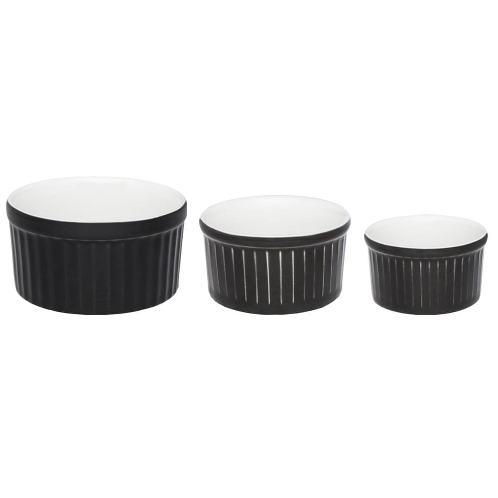 Conjunto de 3 Tigelas Ramequin Oxford Preto - Home & Living