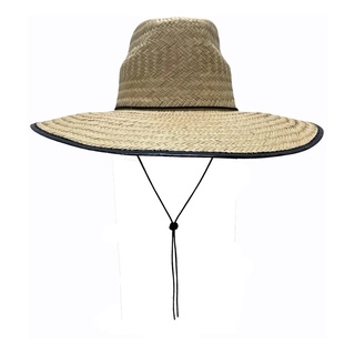 chapéu surf chapéu de praia de palha natural básico sem forro com viés sem estampa