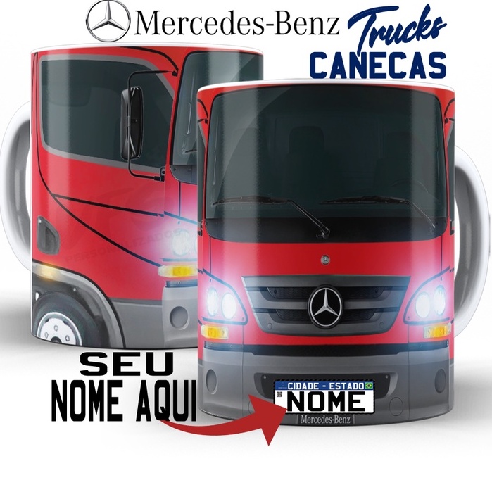 Caneca personalizada com nome caminhão  mercedes bens Accelo