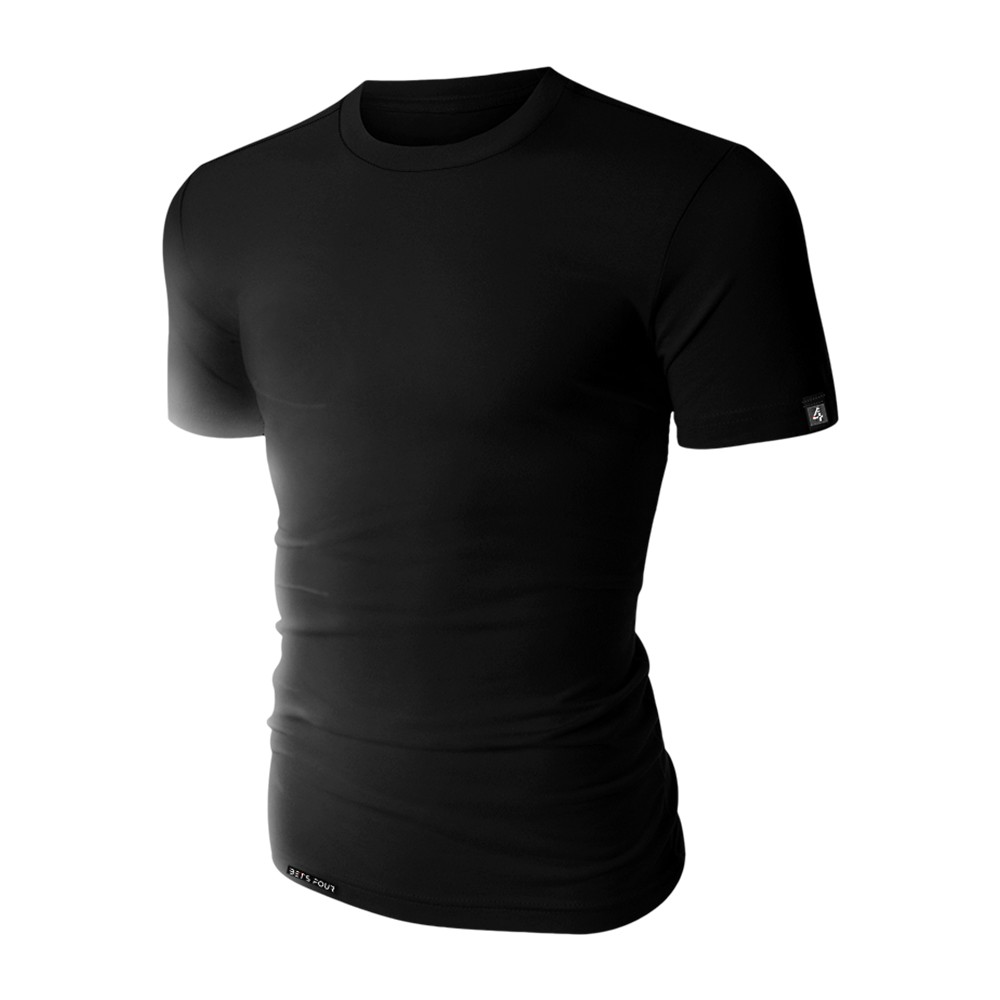 Camiseta Camisa Preta Masculina Básica Slim Lisa 100% Algodão Premium Fio 30.1 Penteada