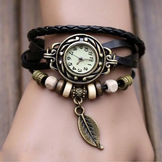 Moda Feminina Relógio Simples Estilo Retro Pulseira De Couro