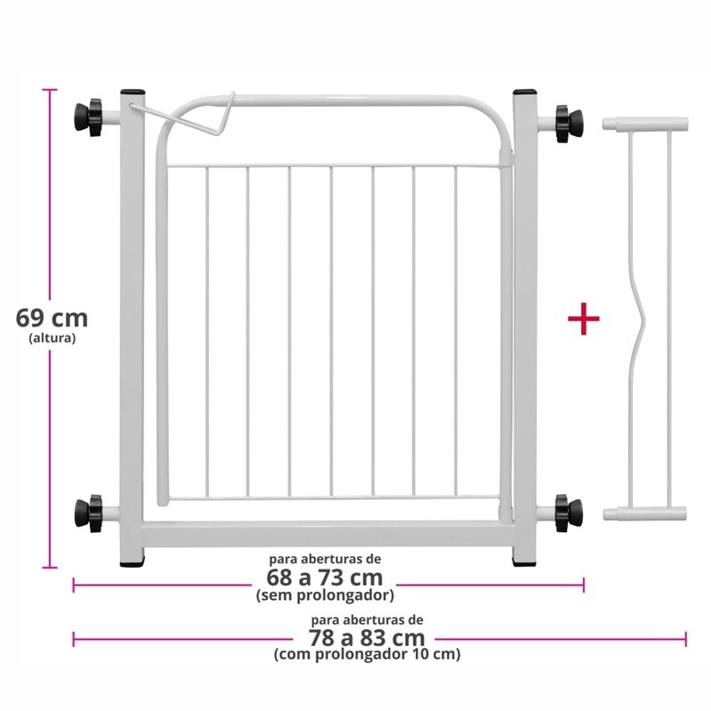 Grade Portão Pet de Proteção 109 a 113 cm Cachorro Cães