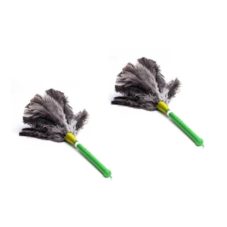 Kit 2 Espanadores De Pó De Penas De Avestruz Limpa Poeira 35 Cm Limpeza Perfeita Tira Pó