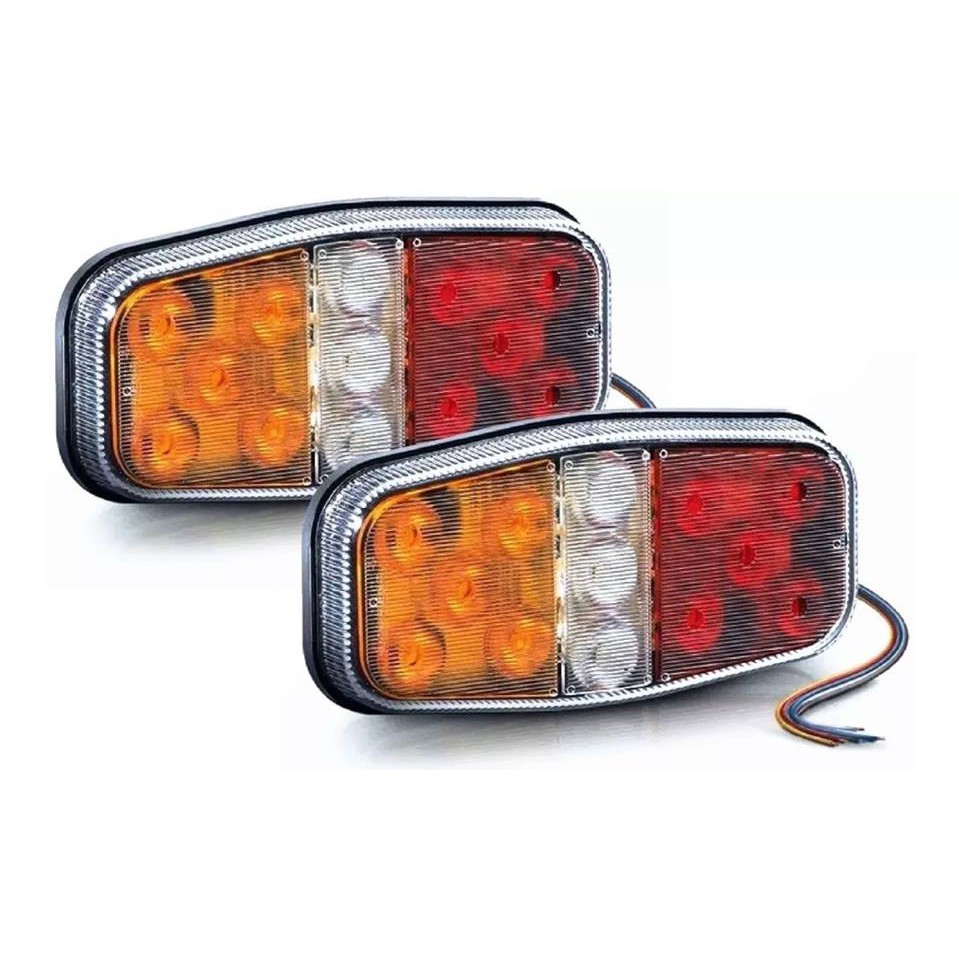Par De Lanterna Traseira Led Reboque Carretinha Canoinha 12v