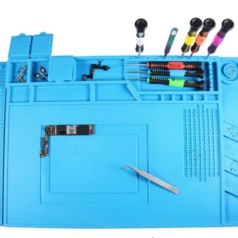 Manta Térmica Tapete S-160 Silicone Anti Estática para Bancada de Assistência Técnica Celular Azul