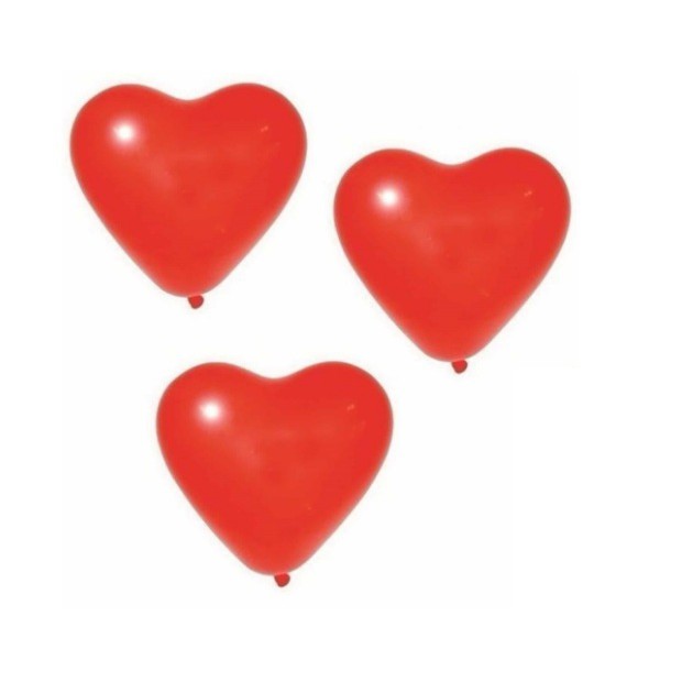 50 unid - Balão Bexiga 6 Pol Coração Vermelho Dia Das Maes Namorados Casamento