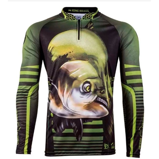 Camisa P camiseta de Pesca King Brasil KFF81 Com Proteção UV60 ===TAMANHO: P - PESCA ESPORTIVA
