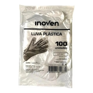1000 Unid Luva Plastica Não Esteril Transparente Tamanho Unico Kit Com 10 Pacotes Com 100 Unidades