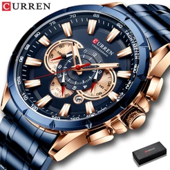 Curren Portas Relógios Dos Homens Marca De Luxo Cronógrafo De Aço Inoxidável Relógio De Quartzo Data Relógio De Pulso De Negócios De Moda Relógio Masculino 8363s