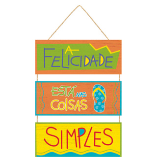 Placa com Corda 3 Peças A Felicidade está Nas Coisas Simples em Oferta na Shopee