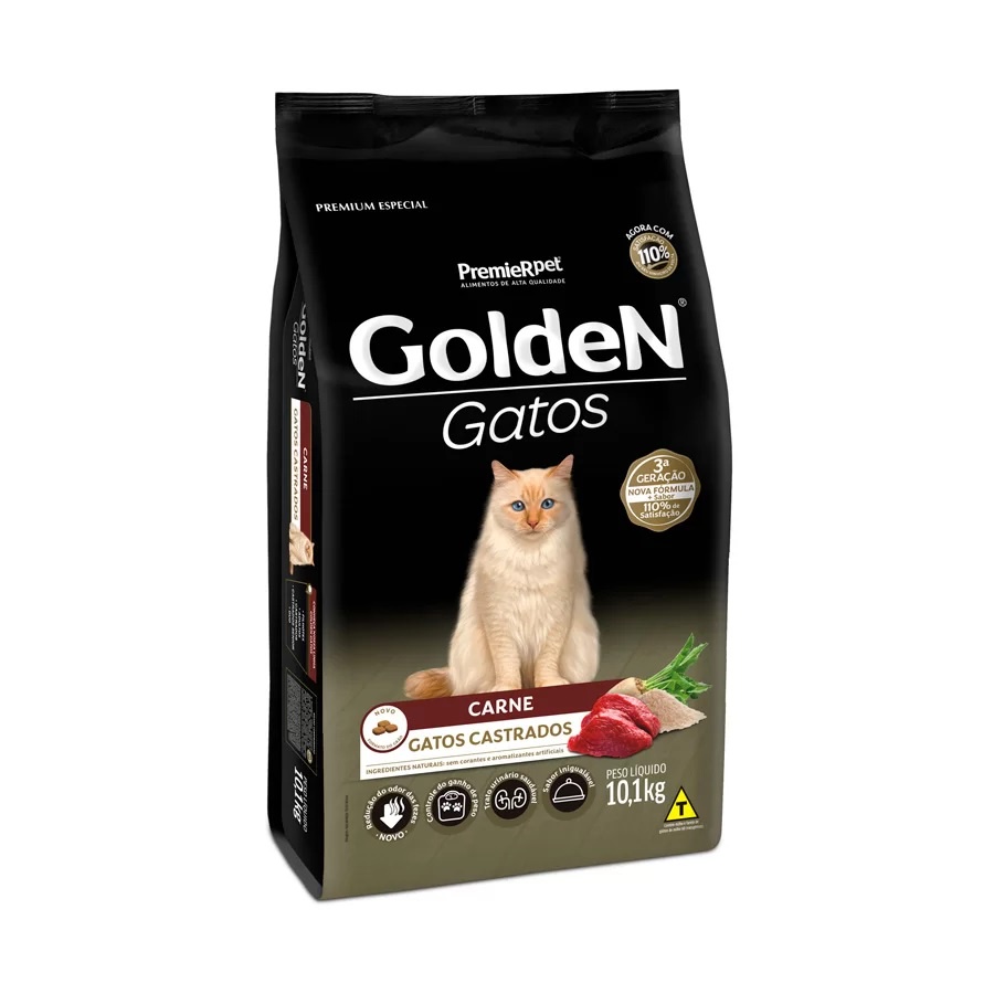 Ração Golden P/ Gatos Adultos Castrados Carne Premier 10 KG