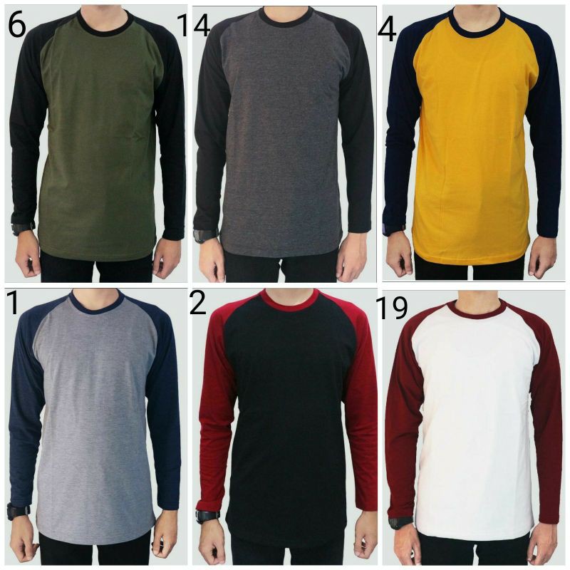 Camisas raglan De Manga Comprida Lisa Combinadas De Cores Por Atacado ...