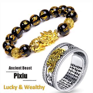 Pulseira De Amuleto 10 Estilos Feng Shui / Anel Ajustável Aberto De Sorte Com Proteção De Pixiu Mantra