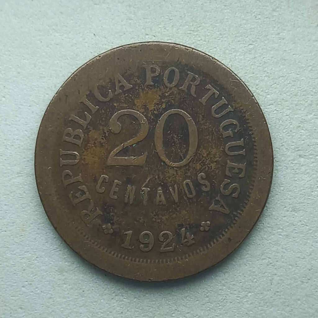 MOEDA DE PORTUGAL EM BRONZE 20 CENTAVOS DE 1924