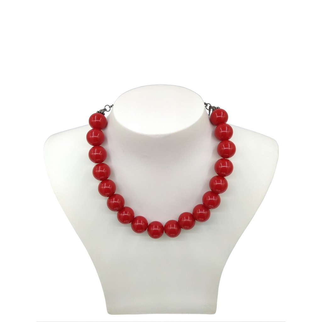 Colar de Bolas Gargantilha Vermelho Vintage Anos 60 Festa Fantasia em Oferta na Shopee
