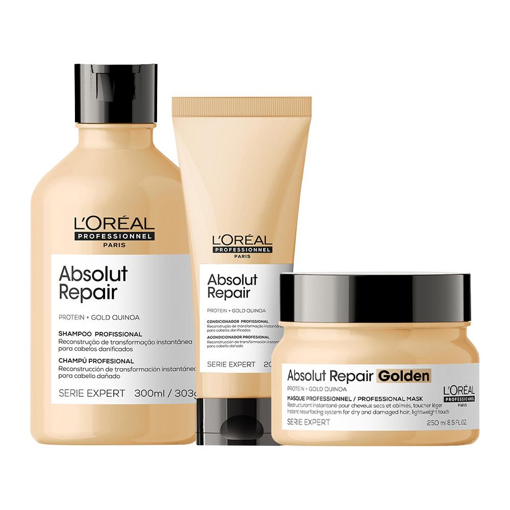 Kit L'Oréal Professionnel Serie Expert Absolut Repair Gold Quinoa - Shampoo e Condicionador e Máscara Golden