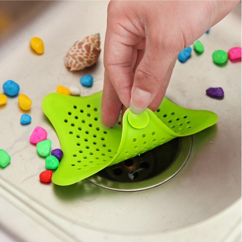 Tampa de Silicone Para Ralo de Pia de Cozinha e banheiro Filtro De Silicone P/ Pia De Cozinha com ventosa / Formato Estrela / 1 Unid