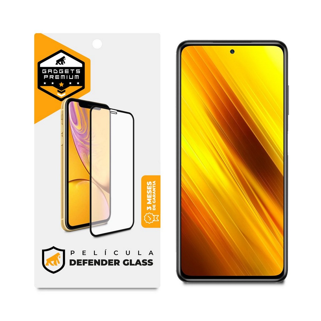 Película Defender Glass para Xiaomi Poco X3 / X3 Pro / X3 NFC- Preta - Gshield
