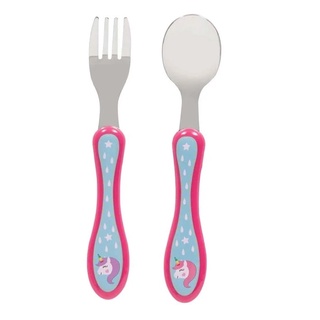 Kit Talher Alimentação Inox Garfo E Colher Unicórnio Buba Para Criança Bebe Promoção