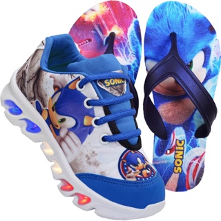 Tenis Infantil Do Sonic Com Led Que Pisca + Chinelo Promoção em Oferta na Shopee