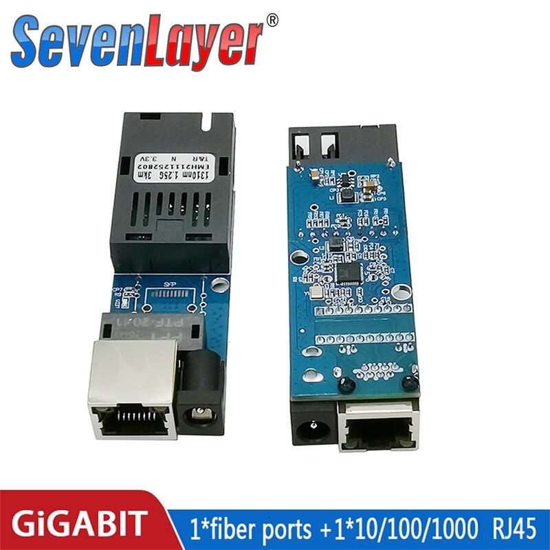 Mini Conversor De Mídia 1port fiber 1 rj45 1G1E gigabit ethernet switch De Fibra Óptica Para A Câmera ip Placa PCBA