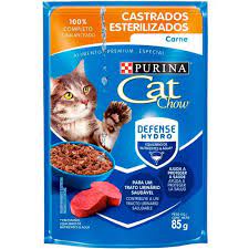 15 Sachê Ração úmida (1 caixa ) Cat Chow para gatos Castrados- Sabor Carne