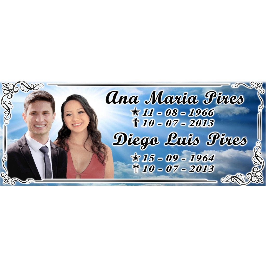 Promoção Foto Placa em Porcelana Jandaia Retangular 10x25 para Túmulo / Cemitério PROMOÇÃO FINADOS
