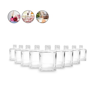 10 Frascos De Vidro 50ml Cubo Perfume Difusor
