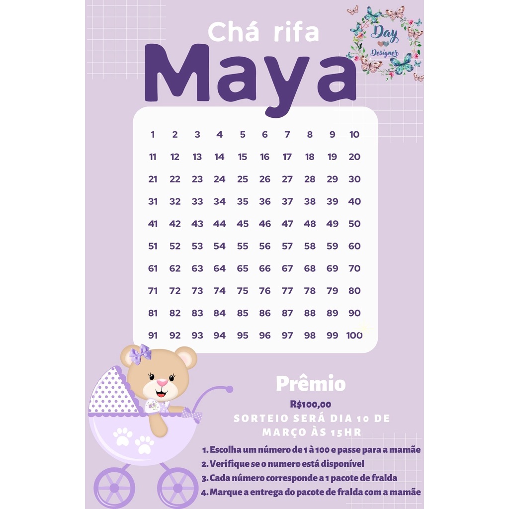 convite chá rifa Menina | Shopee Brasil