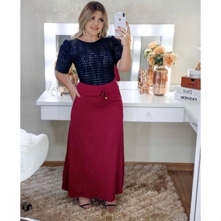 Saia longa moda evangélica em Oferta na Shopee