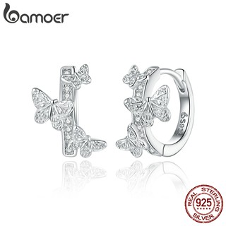 Bamoer 925 Sterling Sliver Borboletas Voando Brinco Para Mulheres Acessórios Generous Cz