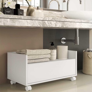 Gabinete Armário Banheiro 60 cm c/ Rodízios Multimóveis Branco em Oferta na Shopee