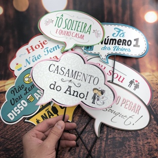 KIT 10 PLAQUINHAS DIVERTIDAS CASAMENTO SELFIE (COD 02) em Oferta na Shopee