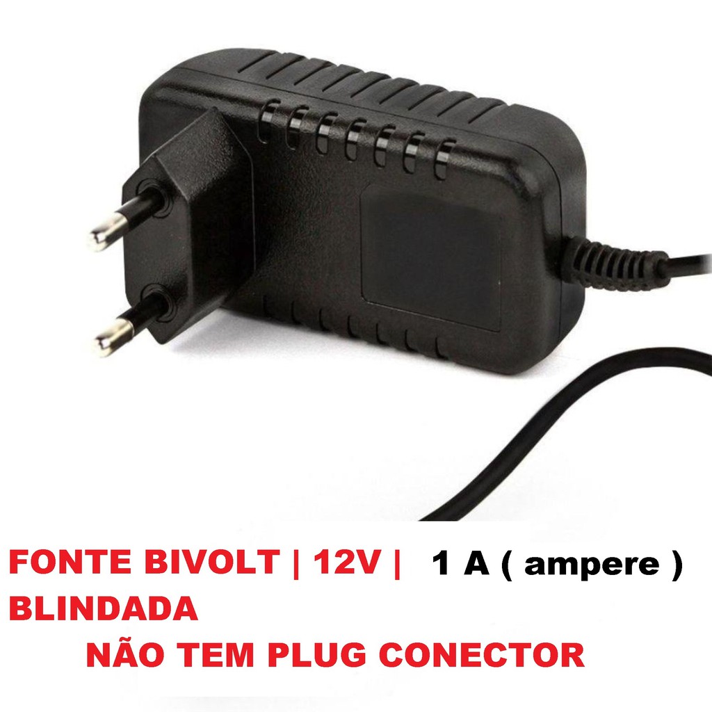 Fonte Energia Bivolt 12v 1a Blindada Original Chaveada 110v 220v Automatica CFTV Universal sem Plug Conector