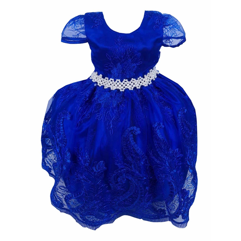 Vestido Infantil Realeza Azul Royal Festa Aniversário Princesa Luxo |  Shopee Brasil