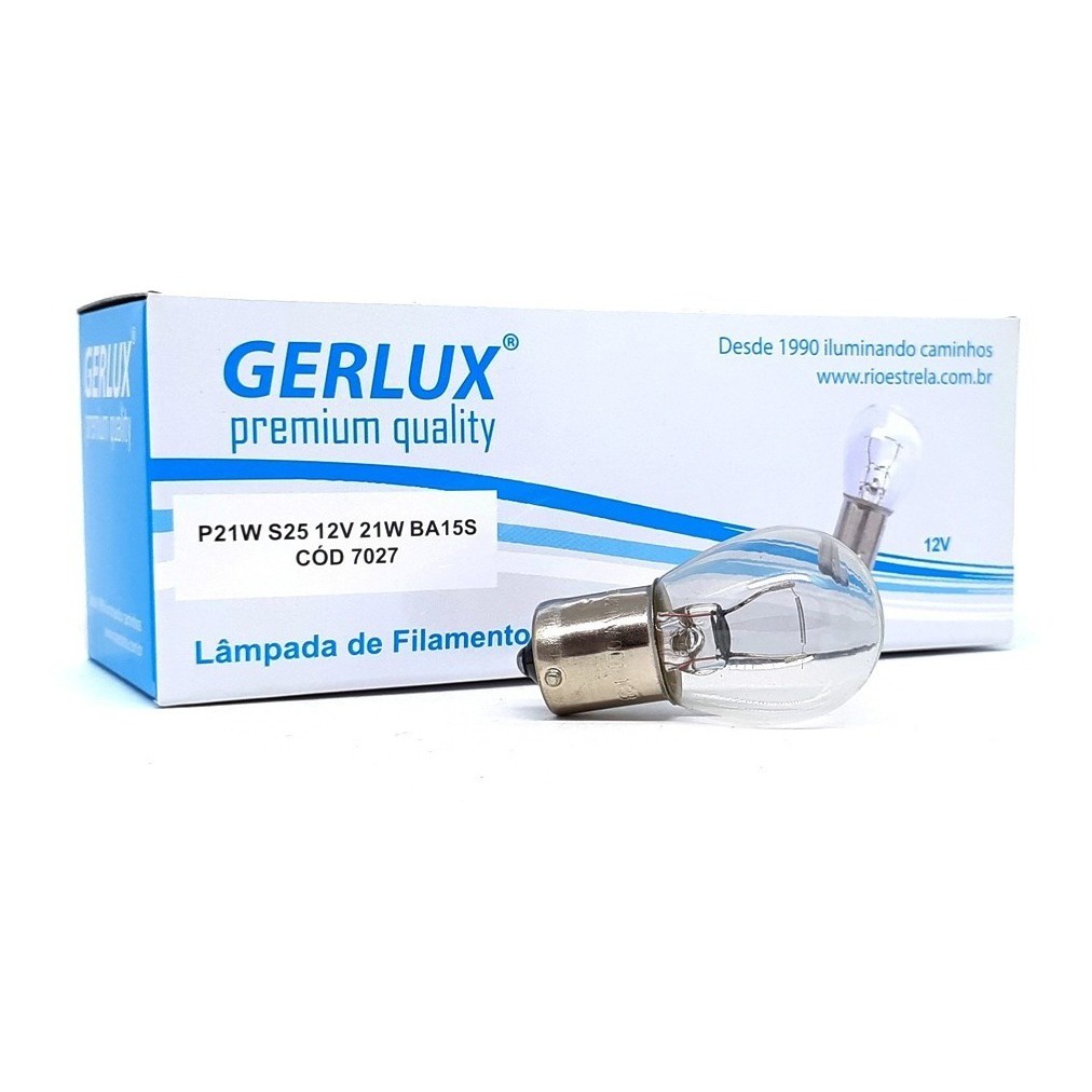 10 Lâmpadas P21 1141 Pisca 1 Polo 12v 21w Amarelo Gerlux Carro Moto Barato Melhor Custo Benefício do Mercado Atacado