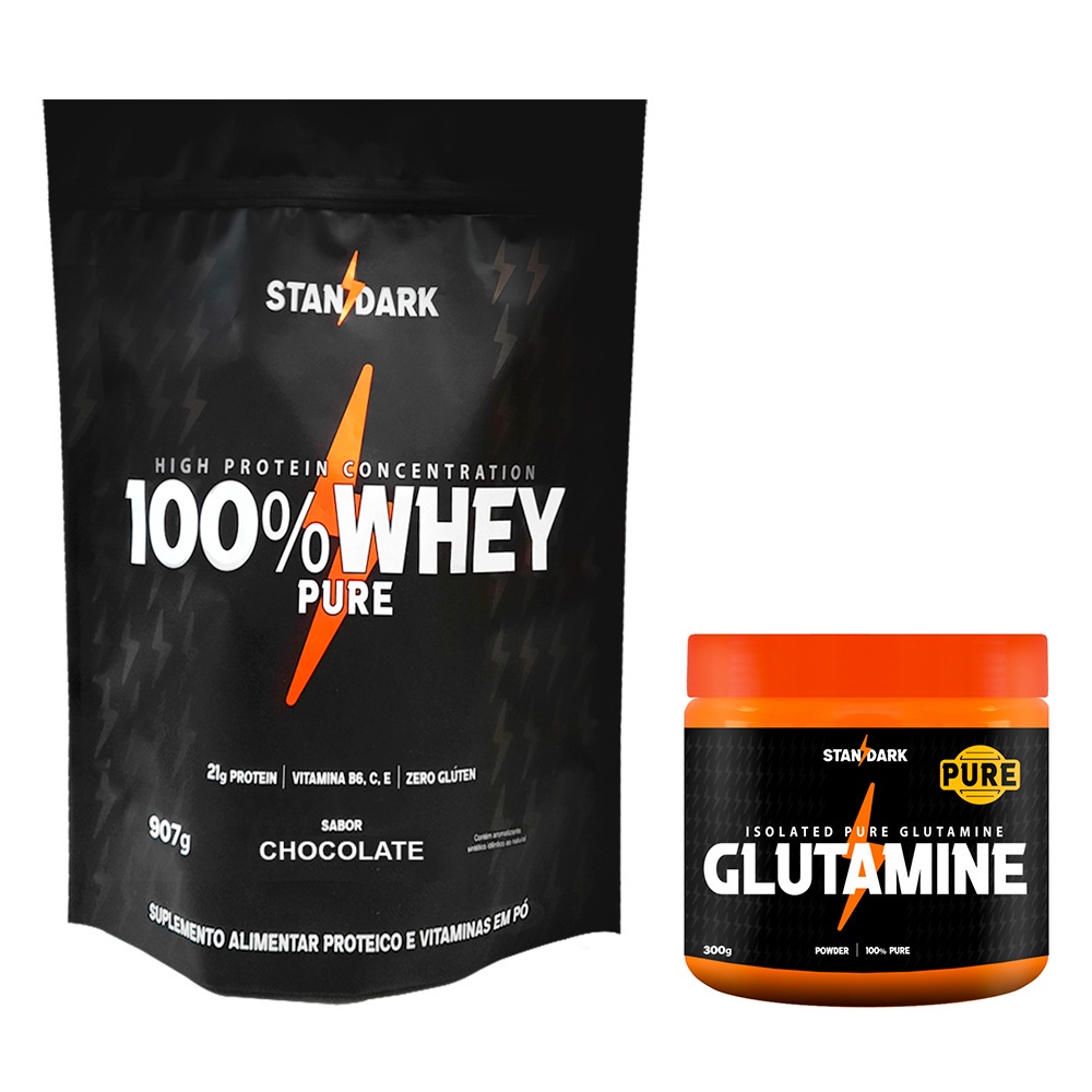 Kit Glutamina G Whey Pure Concentrado Multivitam Nico Chocolate G Pouch Standark