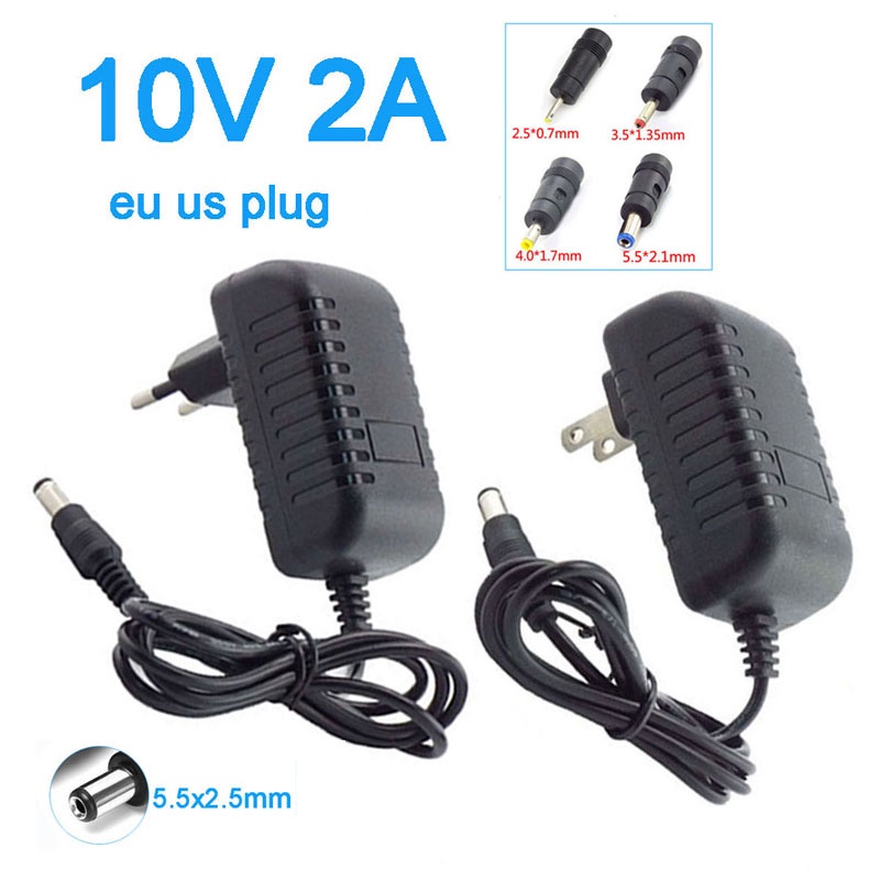 5.5 * 2.1mm 4.0 * 1.7mm 3.5 * 1.35mm 2.5 * 0.7mm DC Plug 10V 2A Carregador De Fonte De Alimentação AC 100-240V Adaptador