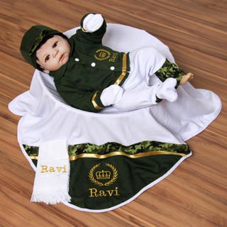 Saída Maternidade Suedine Personalizado Nome Menino - Verde - Príncipe em Oferta na Shopee