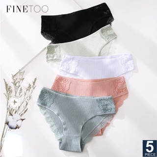 FINETOO 5PCS/Conjunto Roupa Íntima Feminina De Algodão em Oferta na Shopee