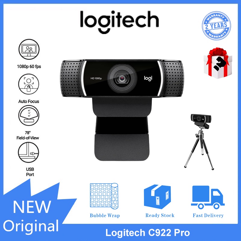 Microfone Logitech C922 Pro Webcam Autofocus Com Embutido Full HD