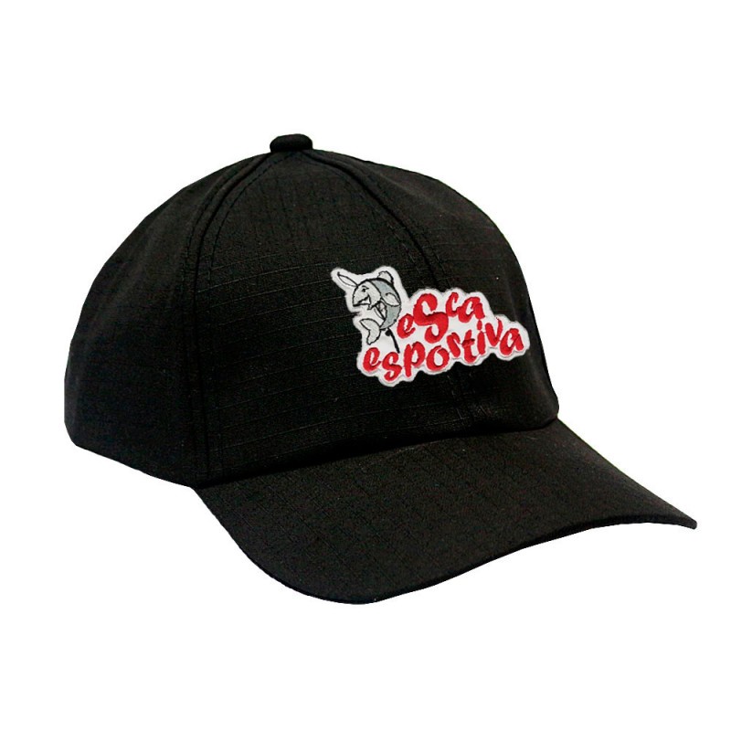 Boné preto Rip Stop com Patch Aplicado Pesca Esportiva