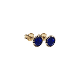 Brinco Solitário Redondo Azul 7mm Folheado A ouro 18k Direto Da Fabrica