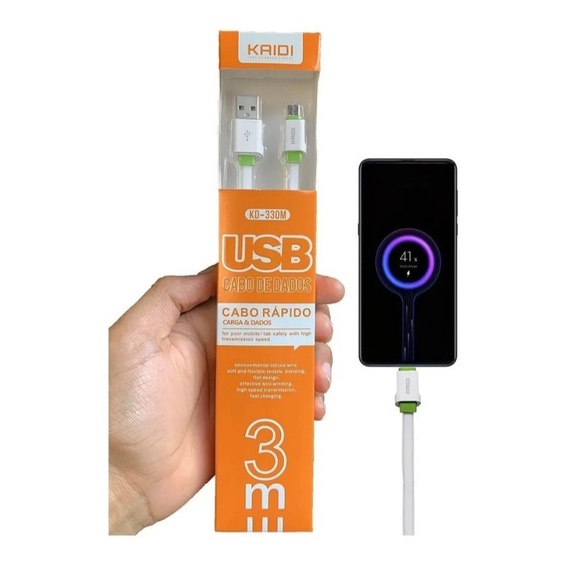 Cabo Usb 3 Metros Kaidi Para Samsung Galaxy J1 J2 J4 J5 J7 8 J4 Core J7 Pro Moto G5s G5 E5 E4 Moto X Play Force G4 E6 Moto C Asus Zenfone 4 Selfie/selfie Pro Zenfone 4 max / Zenfone Live / Zenfone Max Shot / Zenfone 5 Selfie / Zenfone Max Pro Micro Usb V8