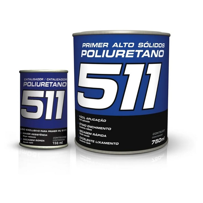 Primer Hs Pu 511 Automotivo Maxi Rubber C/ Catalisador Cinza Uso Profissional